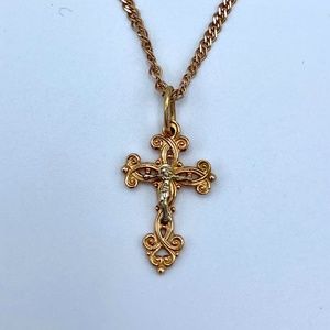 14k Rose Gold Cross Necklace